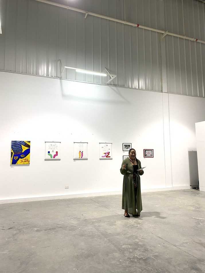 Danabelle Gutierrez performing at Sa Tahanan Collective Exhibition 01 at Alserkal Avenue. Photo by Anna Bernice