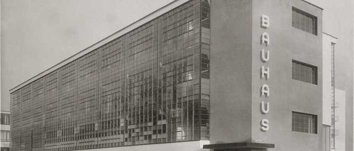 Bauhaus Building, Dessau, 1925-1926: Workshop wing from the southwest. Photo courtesy Harvard Art Museums/Busch-Reisinger Museum, Gift of Ise Gropius, © President and Fellows of Harvard College